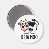 Aimant Deja Moo Funny Pun de vache (Recto/Verso)