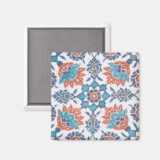 Aimant Delft Blue Red Cornflower Tile Art (Recto/Verso)