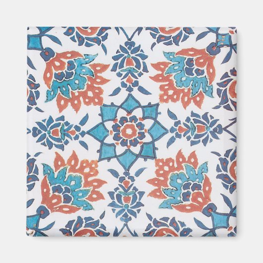 Aimant Delft Blue Red Cornflower Tile Art (Devant)