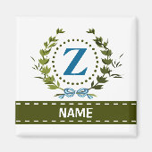 Aimant Délicat Ivy Wreath and Bow Name avec Monogram Z (Devant)