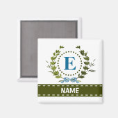 Aimant Délicat Ivy Wreath and Bow Name avec Monogramme E (Recto/Verso)