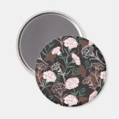 Aimant Délicates oeillets roses avec fleurs Feuilles vert (Recto/Verso)