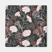 Aimant Délicates oeillets roses avec fleurs Feuilles vert (Devant)