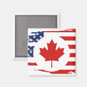Aimant Demi-Canadien Américain : Canada USA Maple Leaf (Recto/Verso)