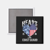 Aimant Demi Mon Coeur En Garde Côtière USA Drapeau Marine (Recto/Verso)