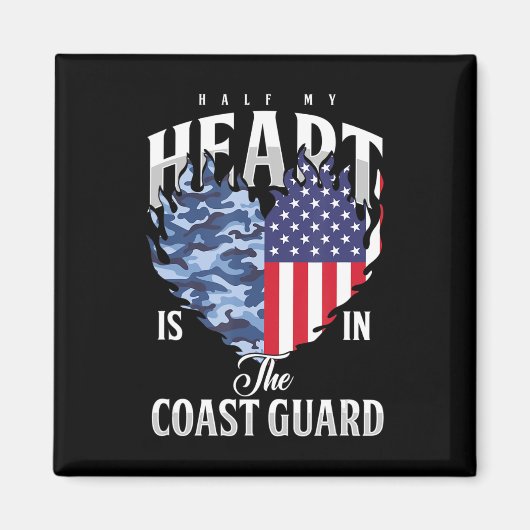 Aimant Demi Mon Coeur En Garde Côtière USA Drapeau Marine (Devant)