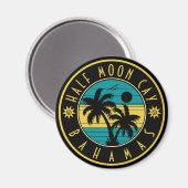 Aimant Demi-Moon Cay Bahamas Rétro Palm Trees Souvenirs (Recto/Verso)