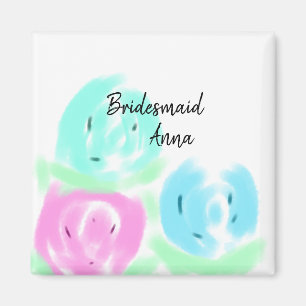Aimant Demoiselle d'honneur florale aquarelle pastel colo