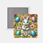 Aimant DENISE ~ Lapin de Pâques et Oeufs ~ (Recto/Verso)