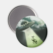 Aimant d'enlèvement de vache UFO comique (Recto/Verso)
