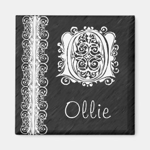 Aimant Dentelle blanche de monogramme d'Ollie O sur