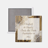 Aimant Dentelle blanche rustique sur bois mariage Enregis (Recto/Verso)
