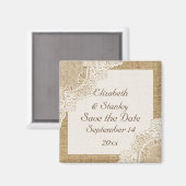 Aimant Dentelle blanche rustique sur burlap mariage Enreg (Recto/Verso)