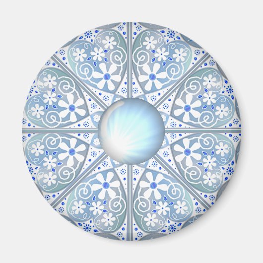 Aimant Dentelle en céramique bleu clair (Devant)