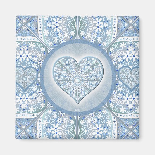 Aimant Dentelle en céramique bleu clair (Devant)