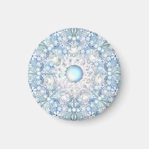 Aimant dentelle en céramique bleu clair & flocon de neige