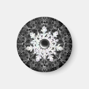 Aimant dentelle en céramique noir & flocon de neige