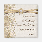 Aimant Dentelle, fleur en ruban et toile de jute pour un  (Devant)