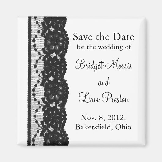 Aimant Dentelle française Enregistrer l'aimant de date (b (Devant)