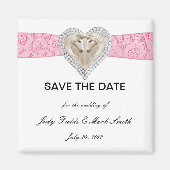 Aimant Dentelle rose Unicorne Enregistrer l'aimant de dat (Devant)