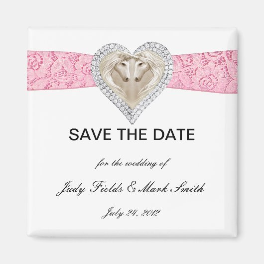 Aimant Dentelle rose Unicorne Enregistrer l'aimant de dat (Devant)