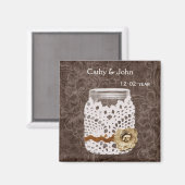 Aimant Dentelle rustique enveloppé Mason Jar Mariage (Recto/Verso)