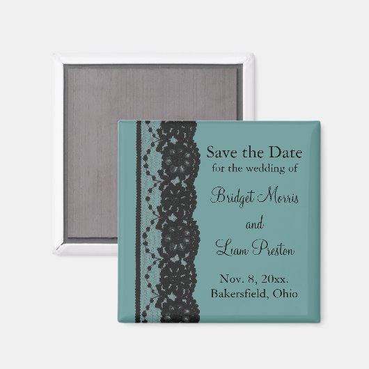 Aimant Dentelle turquoise française Enregistrer l'aimant (Recto/Verso)