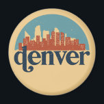 Aimant Denver Colorado City Skyline Vintage Cityscape<br><div class="desc">Design urbain vintage et rétro avec une belle skyline, attraction touristique et art urbain. gratte-ciel Cool et silhouette de construction merchandises pour touristes et voyageurs. Parfait comme souvenir à rapporter à la maison lorsque vous voyagez dans le monde entier. Enregistrez la mémoire de votre voyage et de vos vacances en...</div>
