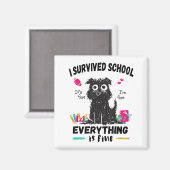 Aimant Dernier jour d'école, j'ai survécu à l'école (Recto/Verso)