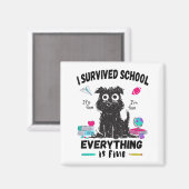 Aimant Dernier jour d'école, j'ai survécu à l'école (Recto/Verso)