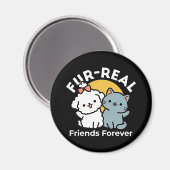 Aimant Des amis vrais pour toujours | Cute Cat & Chien Du (Recto/Verso)