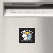 Aimant Des amis vrais pour toujours | Cute Cat & Chien Du (In Situ (Lave-vaisselle))