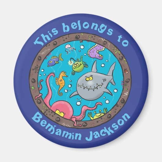 Aimant Des créatures marines amusantes dans un caricature (Devant)