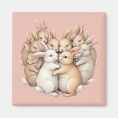 Aimant Des lapins adorables dans un Pastel cosy Hug Illus (Devant)