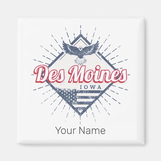Aimant Des Moines City Iowa États-Unis Vintage USA (Devant)