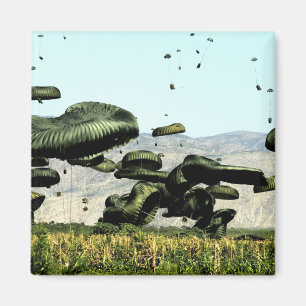 Aimant Des paquets de nourriture et d'eau sont livrés par