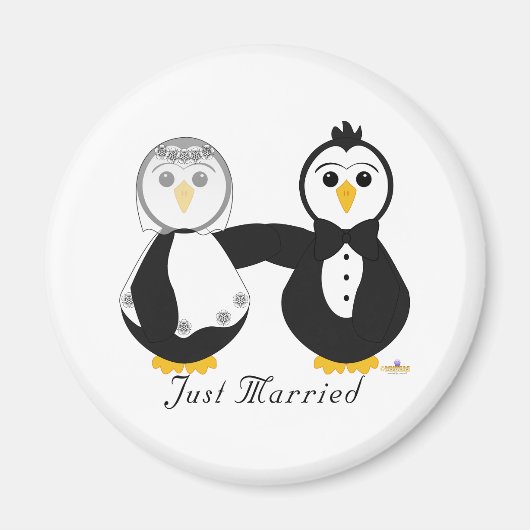 Aimant Des pingouins qui se marient juste mariés (Devant)