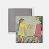 Aimant Des popsicles de crème glacée colorée (Recto/Verso)