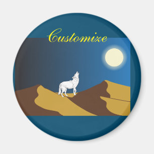 Aimant Desert Coyote Howling Pleine lune Thunder_Cove
