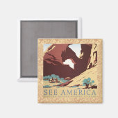 Aimant Désert de Cowboy Chevaux Vintages de l'Ouest (Recto/Verso)