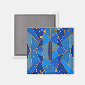 Aimant Design Abstrait bleu et or (Recto/Verso)