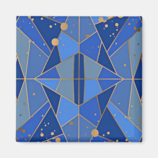 Aimant Design Abstrait bleu et or (Devant)