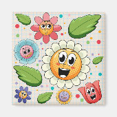 Aimant Design arrière - plan transparent avec fleurs colo (Devant)