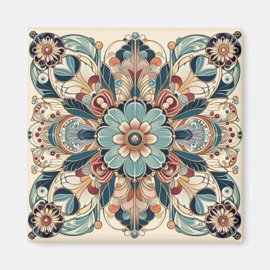 Aimant Design Art Déco coloré (Devant)