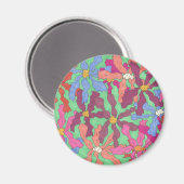 Aimant Design Boho Motif à fleurs rétro (Recto/Verso)
