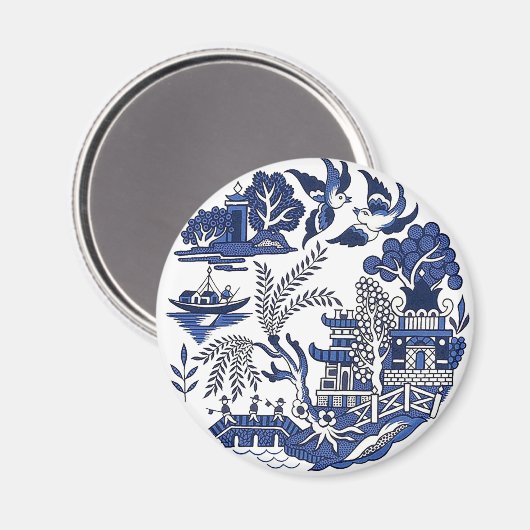 Aimant Design classique de saule bleu (Recto/Verso)