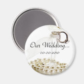 Aimant Design de perles de Mariage blanc romantique (Recto/Verso)