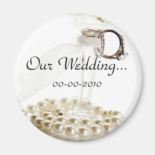Aimant Design de perles de Mariage blanc romantique (Devant)