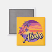 Aimant Design de texte de style rétro "Aloha" (Recto/Verso)