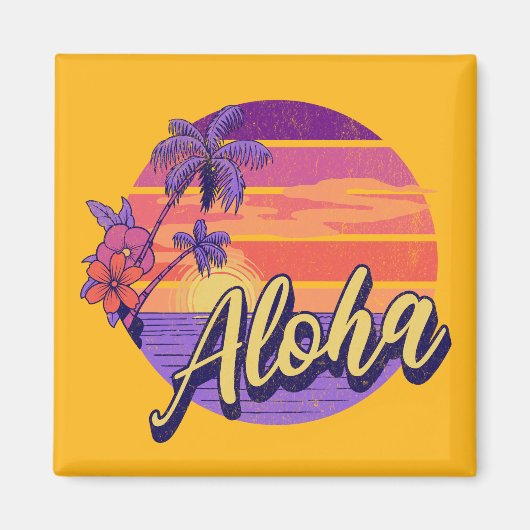 Aimant Design de texte de style rétro "Aloha" (Devant)